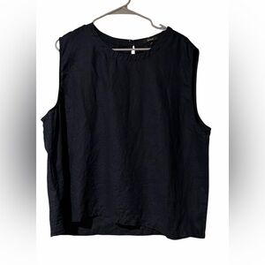 Black Sleeveless Women's Top Navy Blue SiE XL